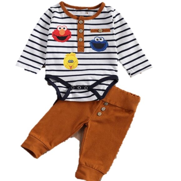 Sesame Street Outfit Elmo Clothes Pants Fall Cookie Monster Boy Set Birthday - Picture 2 of 7